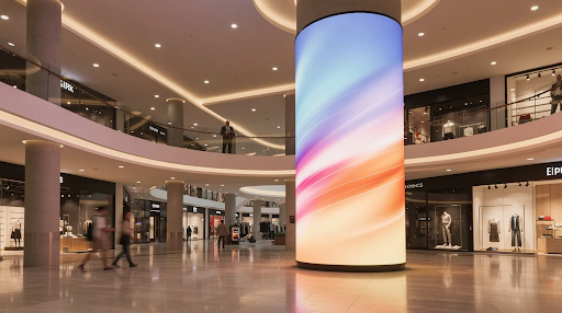 indoor led that curve to the mall pole 