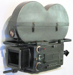 A professional video camera of the kind used by online creators in a studio.